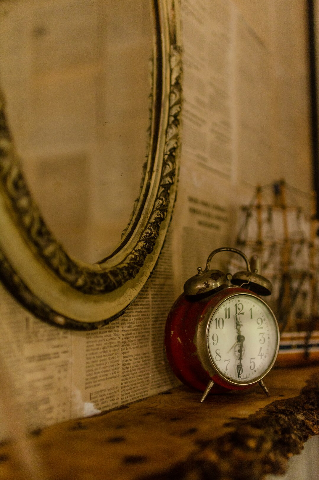 old clock on shelf