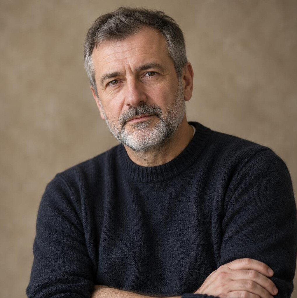 Thoughtful middle-aged Croatian man writer portrait